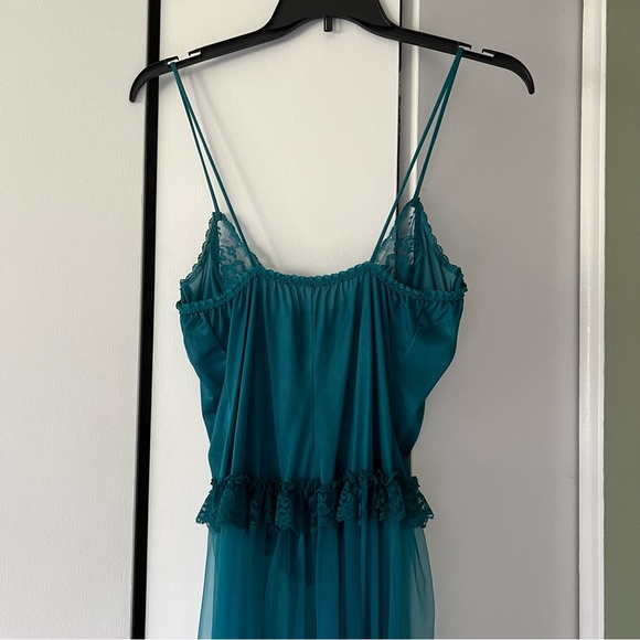 Rare Vintage 1980’s Faris Lingerie Set Teal Blue Ruffle Sheer Made in USA - Picture 5 of 12
